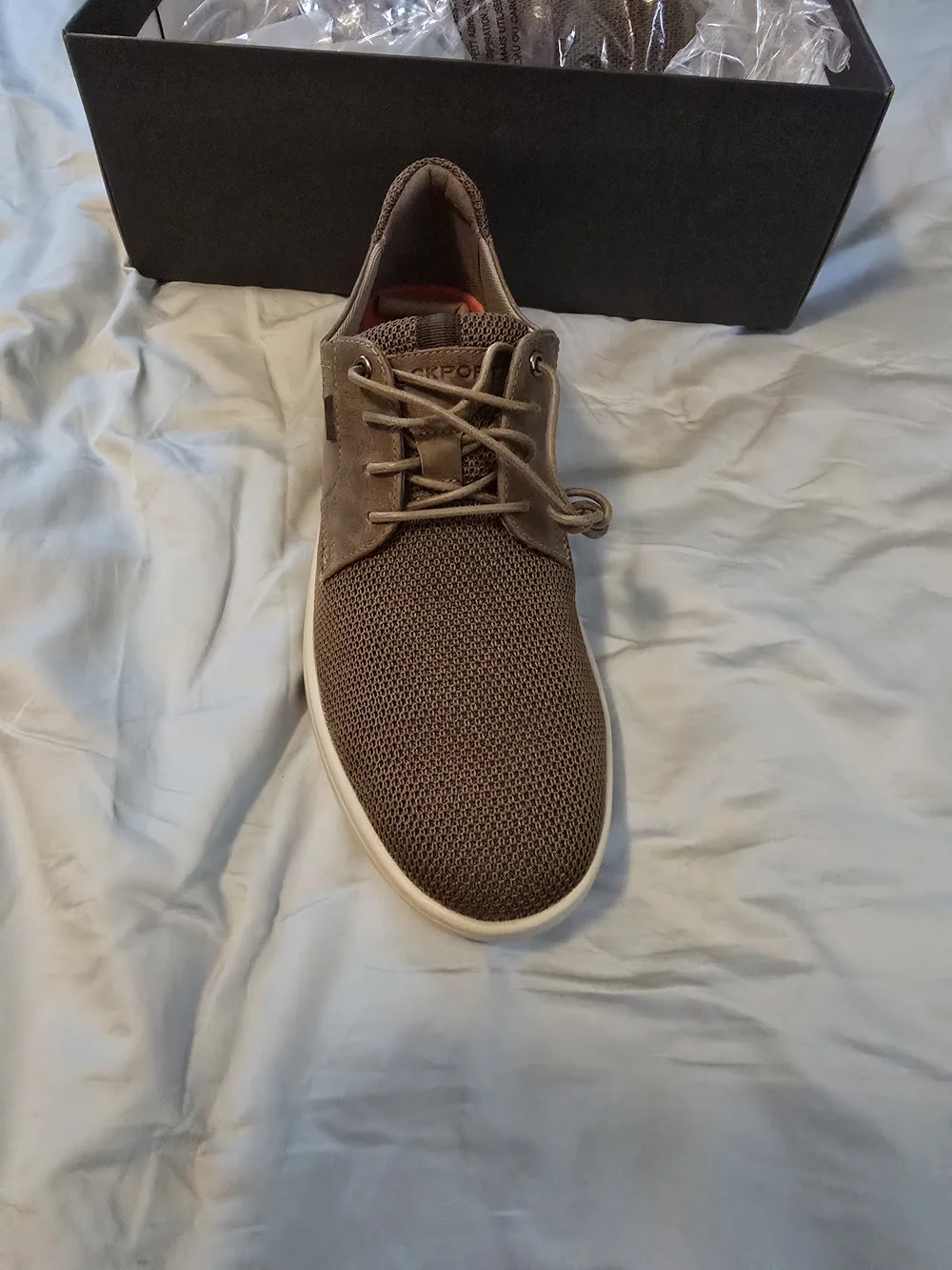 ROCKPORT Men's Brown Knit-Lace Oxford Sneakers